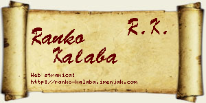 Ranko Kalaba vizit kartica